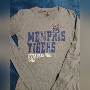 Memphis Tigers Est.1912. New Agenda Gray Cotton Blend Shirt.womens Long Sl. SZ.M